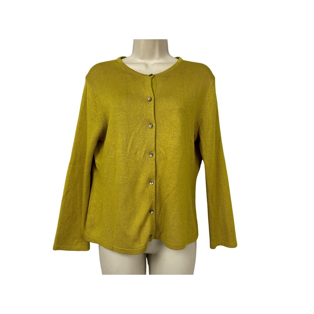 Ann Taylor LOFT Cardigan Sweater Womens Medium Silk Cashmere Wool Light Green